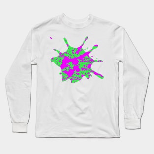 Neon Green and Pink Paint Splatter Long Sleeve T-Shirt